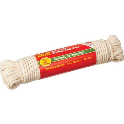Do it Best 1/4 In. x 100 Ft. White Solid Braided Cotton Sash Cord