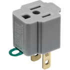 Leviton 15A 125V Gray Grounding Cube Tap Outlet Adapter Image 1