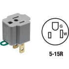 Leviton 15A 125V Gray Grounding Cube Tap Outlet Adapter Image 2
